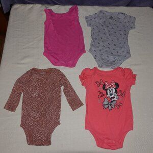LOT OF (4) INFANT GIRL TOPS SIZE 6 MONTHS: CARTERS, DISNEY
